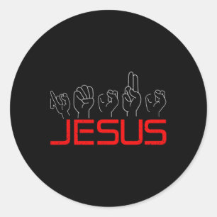 Jesus ASL Amerikaanse gebarentaal Christelijke dov Ronde Sticker