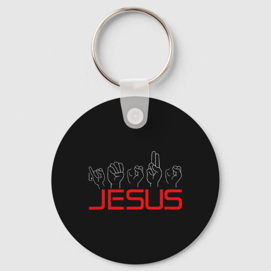 Jesus ASL Amerikaanse gebarentaal Christelijke dov Sleutelhanger (Voorkant)