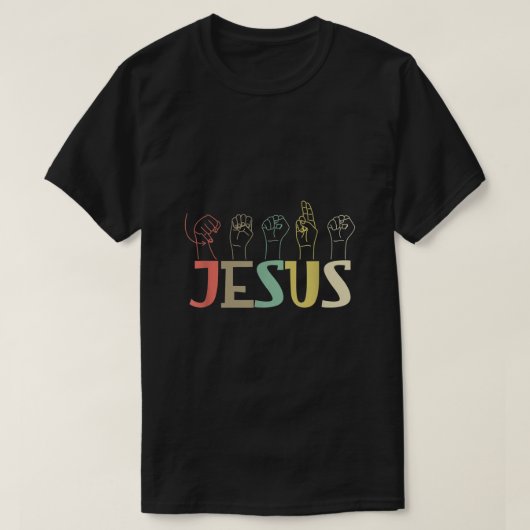 Jesus ASL Christelijk doaf DHH ASL Teacher Sign La T-shirt (Design voorkant)