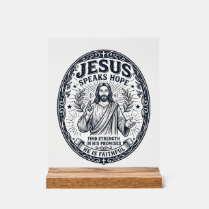 Jesus ASL Dove Gemeenschap Inclusie T-shirt Christ Acryl Bord