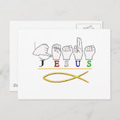 JESUS ASL FINGER SPELLED SIGN COLORS BRIEFKAART (Voorkant / Achterkant)