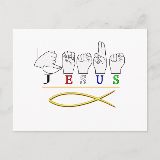 JESUS ASL FINGER SPELLED SIGN COLORS BRIEFKAART (Voorkant)