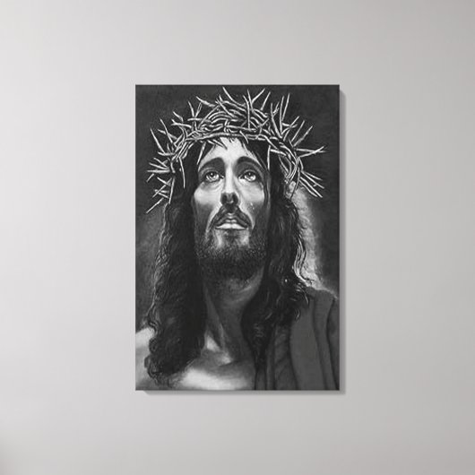 Jesus B&W Wrapped Canvas (Voorkant)