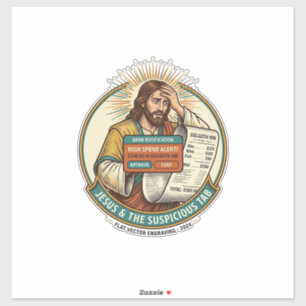 Jesus Bankkaart Geblokkeerd Verdachte Bar Tab Frau Sticker