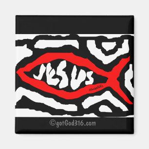 Jesus Banner gotGod316.com Geschriften Magneet