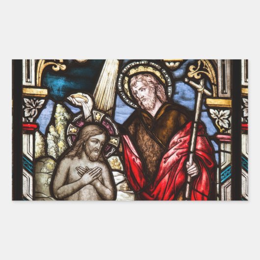 Jesus Baptism Church Glas in lood Window Stickers (Voorkant)