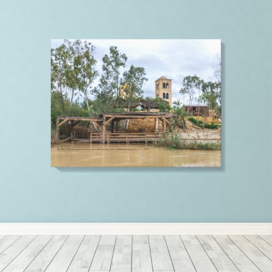 Jesus Baptism Site uitzicht canvas print (Insitu (Houten vloer))