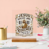 Jesus Barcode Label Verlost Jesus Barcode Label Ve Acryl Bord (Huwelijk)