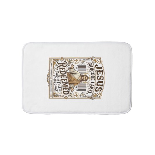 Jesus Barcode Label Verlost Jesus Barcode Verlos Badmat (Voorkant)