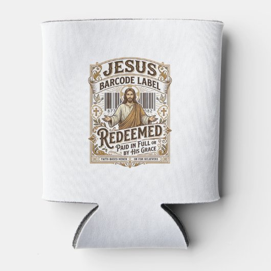Jesus Barcode Label Verlost Jesus Barcode Verlos Blikjeskoeler (Voorkant)