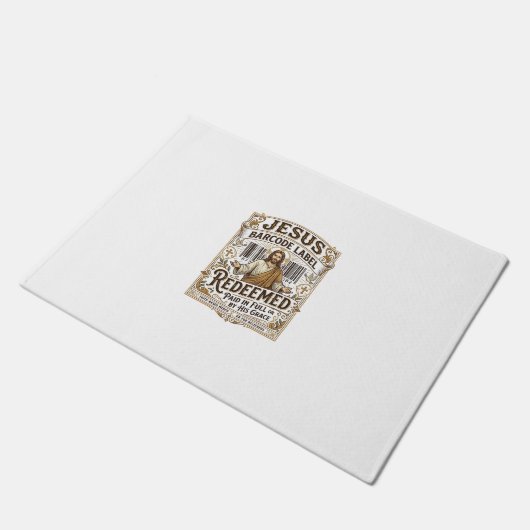 Jesus Barcode Label Verlost Jesus Barcode Verlos Deurmat (Schuin)