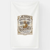 Jesus Barcode Label Verlost Jesus Barcode Verlos Spandoek (Verticaal)