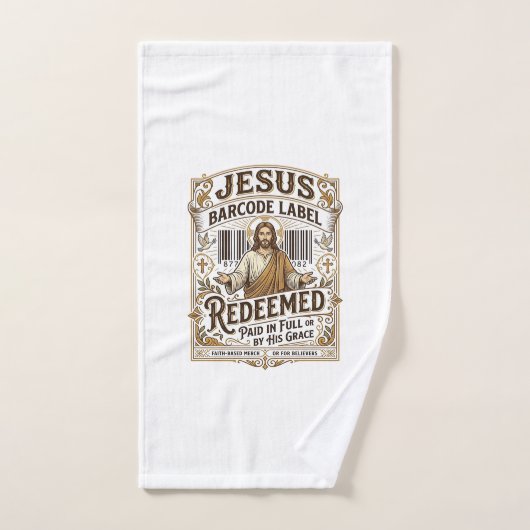 Jesus Barcode Label Verlost Jesus Barcode Verlost Handdoek (Handdoek)