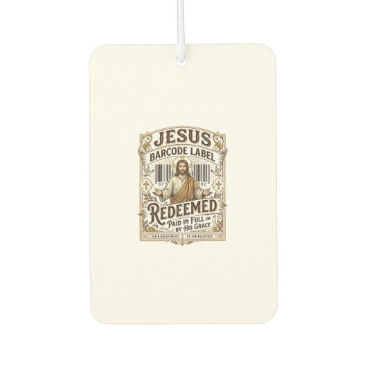 Jesus Barcode Label Verlost Jesus Barcode Verlost Luchtverfrisser (Voorkant)