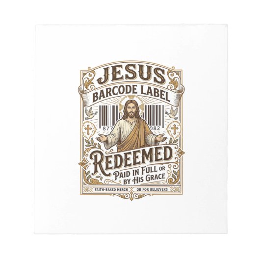 Jesus Barcode Label Verlost Jesus Barcode Verlost Notitieblok (Voorkant)