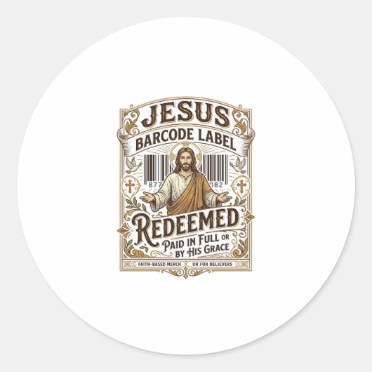 Jesus Barcode Label Vrijgekocht Jesus Barcode Vrij (Voorkant)