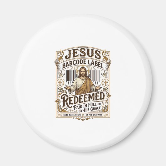 Jesus Barcode Label Vrijgekocht Jesus Barcode Vrij Magneet (Voorkant)