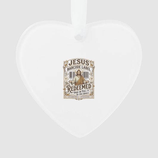 Jesus Barcode Label Vrijgekocht Jesus Barcode Vrij Ornament (voorkant)