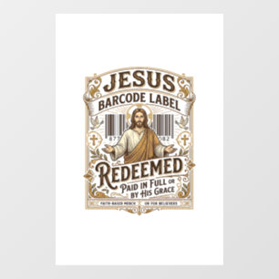 Jesus Barcode Label Vrijgekocht Jesus Barcode Vrij Raamsticker