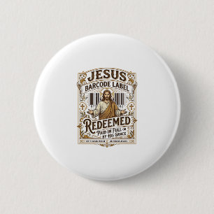 Jesus Barcode Label Vrijgekocht Jezus Barcode Vrij Ronde Button 5,7 Cm