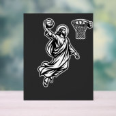 Jesus Basketbal Dunk - Sport Satire Acryl Bord (Neutraal)