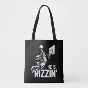 Jesus Basketbal Hij Is Grappig Rizzin' Christelijk Tote Bag