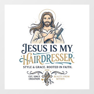 Jesus Beauty Salon Kapsalon T-Shirt Inspiratie Raamsticker