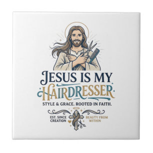 Jesus Beauty Salon Kapsalon T-Shirt Inspiratie Tegeltje