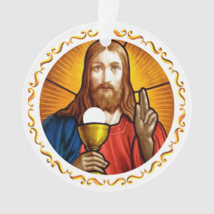 Jesus-beeld met gouden lijst ornament