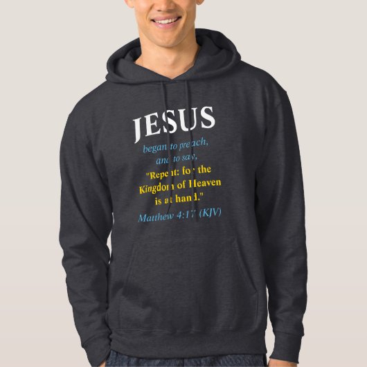 JESUS begon te preken: Repent. Goud, wit en blauw Hoodie (Voorkant)