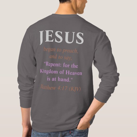 JESUS begon te preken: Repent. Koper en wit T-shirt (Achterkant)