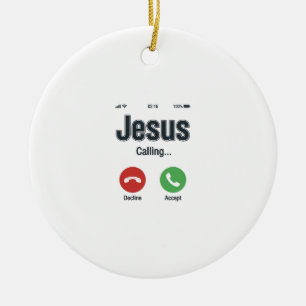 Jesus Bellerende Telefoon Scherm Christelijk T-shi Keramisch Ornament