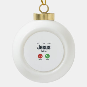 Jesus Bellerende Telefoon Scherm Christelijk T-shi Keramische Bal Ornament