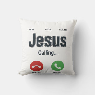Jesus Bellerende Telefoon Scherm Christelijk T-shi Kussen