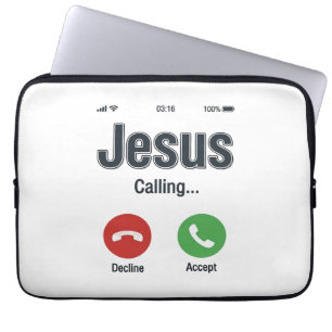 Jesus Bellerende Telefoon Scherm Christelijk T-shi Laptop Sleeve