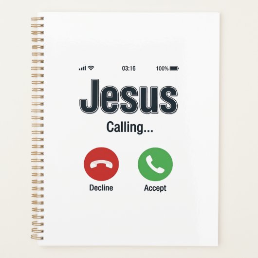 Jesus Bellerende Telefoon Scherm Christelijk T-shi Planner (Voorkant)