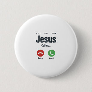 Jesus Bellerende Telefoon Scherm Christelijk T-shi Ronde Button 5,7 Cm