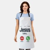 Jesus Bellerende Telefoon Scherm Christelijk T-shi Schort (Gedragen)