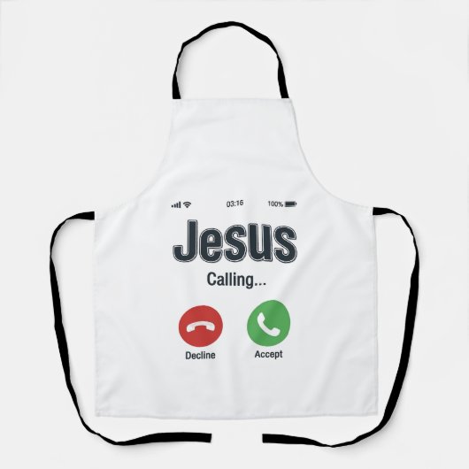 Jesus Bellerende Telefoon Scherm Christelijk T-shi Schort (Voorkant)