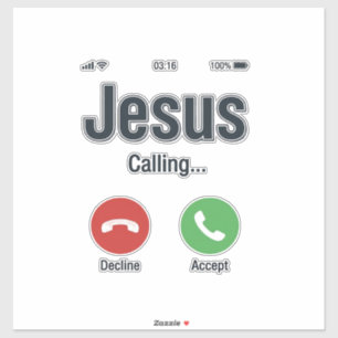Jesus Bellerende Telefoon Scherm Christelijk T-shi Sticker