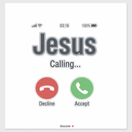 Jesus Bellerende Telefoon Scherm Christelijk T-shi Sticker (Vel)