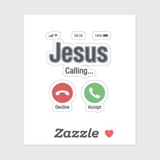 Jesus Bellerende Telefoon Scherm Christelijk T-shi Sticker (Vel)