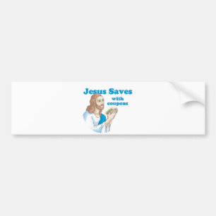 JESUS BESPAART MET COUPONS BUMPERSTICKER