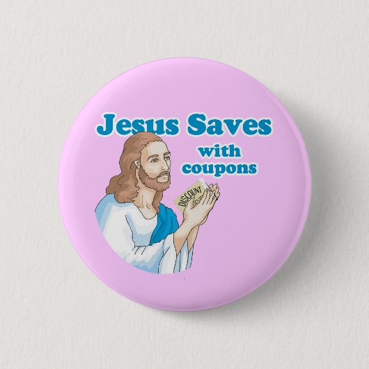 JESUS BESPAART MET COUPONS RONDE BUTTON 5,7 CM (Voorkant)