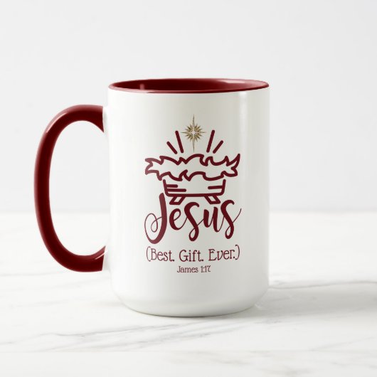 JESUS BEST GIFT EVER Red Scripture Christmas Mok (Links)