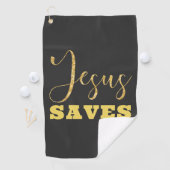 Jesus bewaart Gellow Gold Glitter Golfhanddoek (Insitu)
