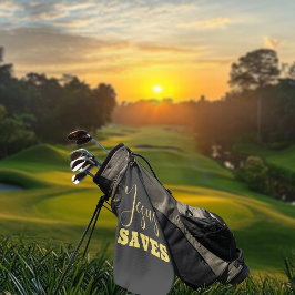 Jesus bewaart Gellow Gold Glitter Golfhanddoek