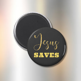 Jesus bewaart Gellow Gold Glitter Magneet