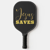 Jesus bewaart Gellow Gold Glitter Pickleball Paddle (Achterkant)