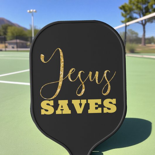 Jesus bewaart Gellow Gold Glitter Pickleball Paddle